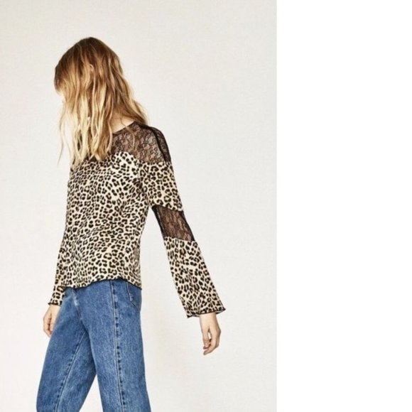 Zara leopard print and lace top, NWT, S - Picture 1 of 12